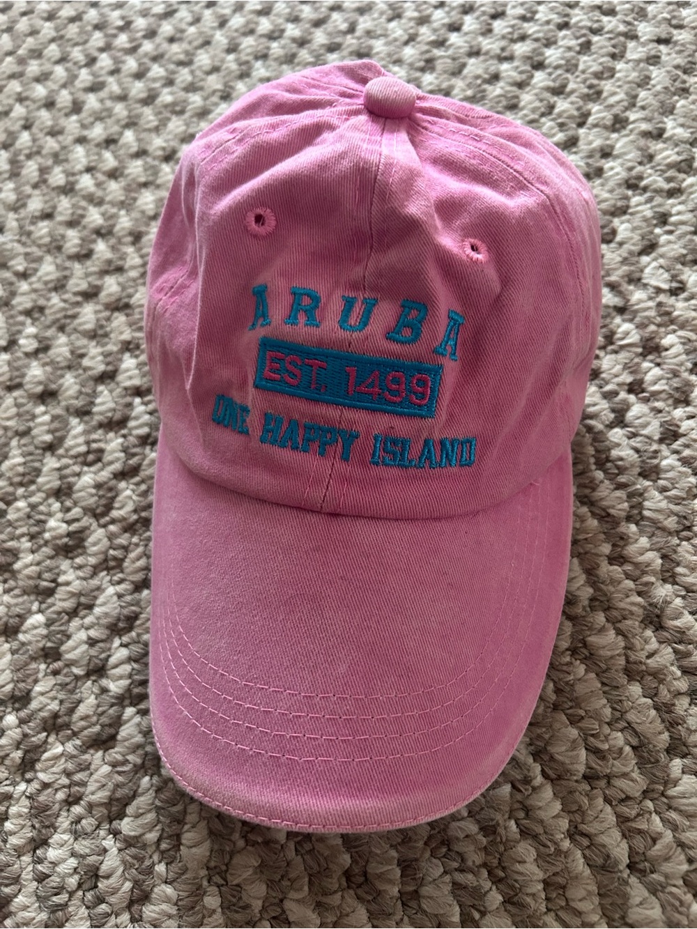 Pink and Blue Distressed Aruba Baseball Cap